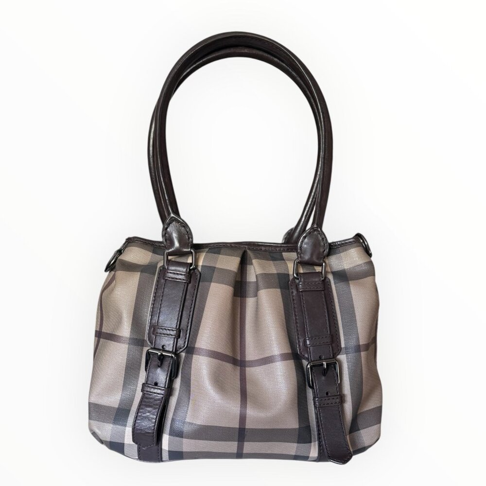 Burberry Northfield Smoked Check Satchel | Crossbody Strap - Picture 4 of 9